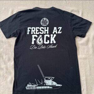 Da Poke Shack Graphic T Shirt Black Hawaii Style Back Print Surf Tee